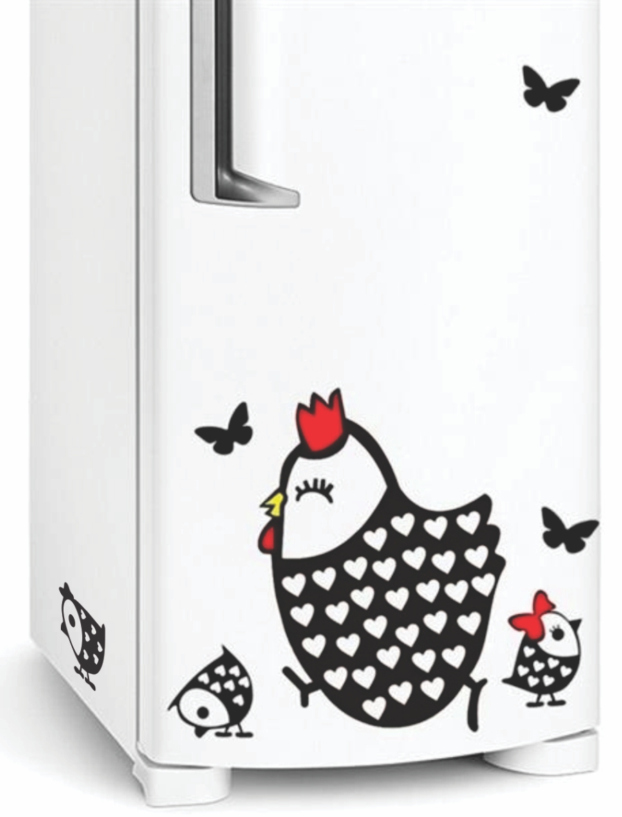 Adesivo para geladeira com galinhas