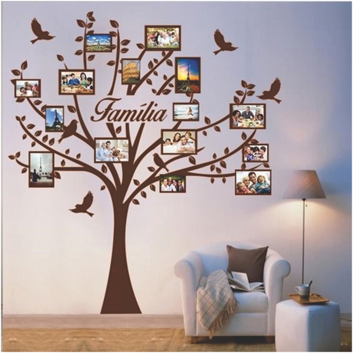 Adesivo decorativo com árvore genealógica 