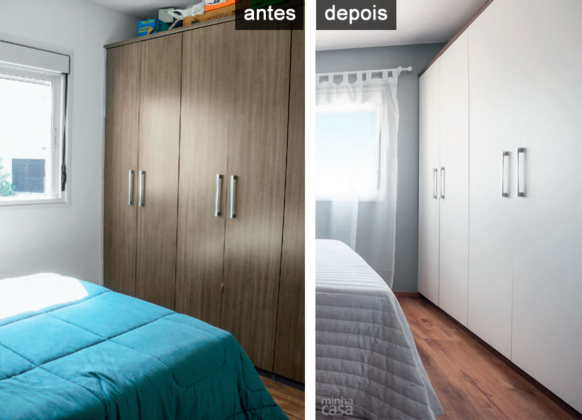 Guarda-roupas reformado com papel adesivo